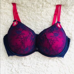 Victoria’s Secret 38D push-up hot pink navy lace